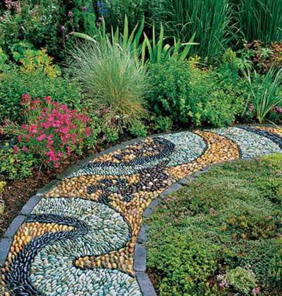 How to DIY Spiral Mosaic Stone Garden Path 2