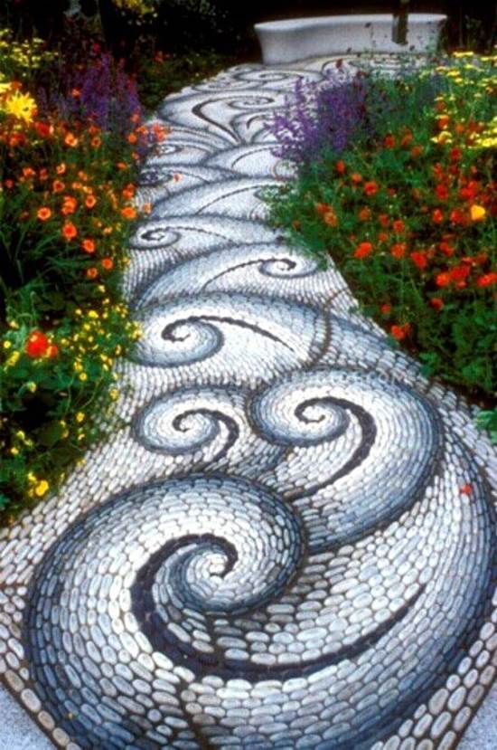 How to DIY Spiral Mosaic Stone Garden Path 5