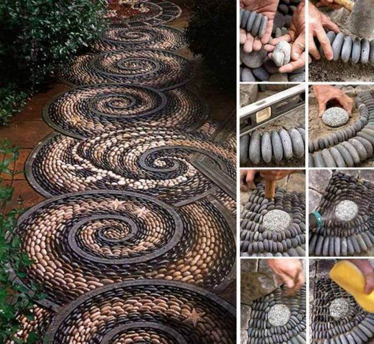 How to DIY Spiral Mosaic Stone Garden Path
