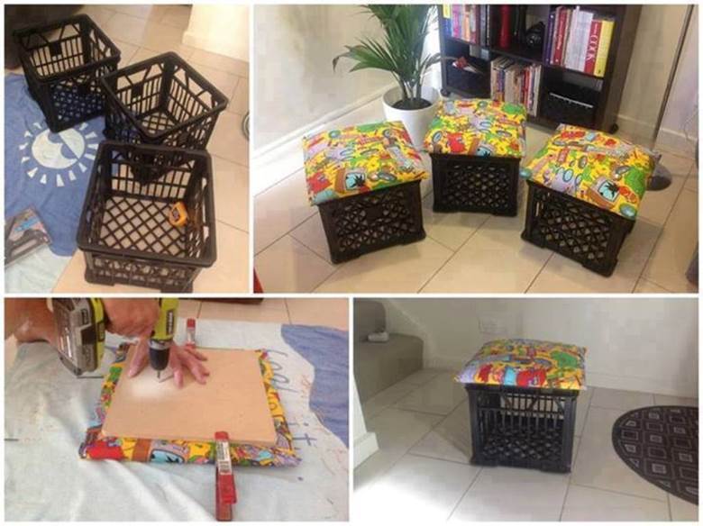 How to DIY Storage Ottoman from Milk Crate