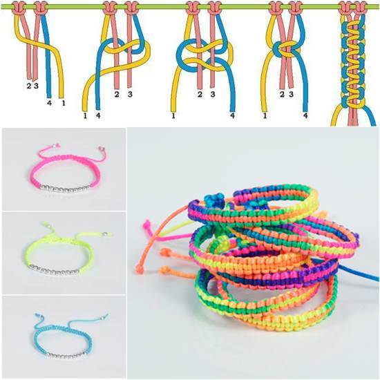 Delicate and Pretty Braided Cord and Thread Bracelet Tutorials with Colored  Knotted Focals  The Beading Gem