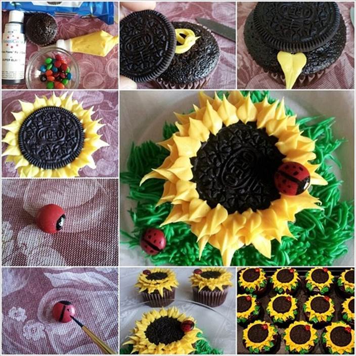 How to DIY Sunny Oreo Sunflower Cupcakes
