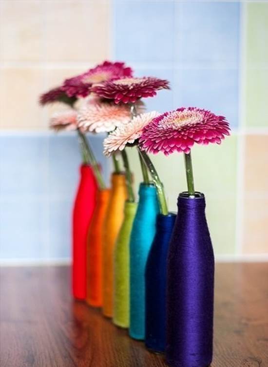 How to DIY Yarn Decorated Flower Vase 8