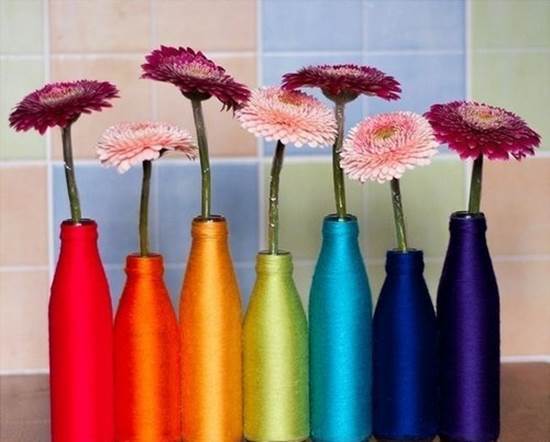 How to DIY Yarn Decorated Flower Vase 9