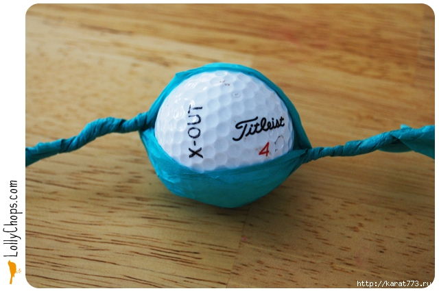 DIY Beautiful Tissue Paper Flower Using a Golf Ball 2