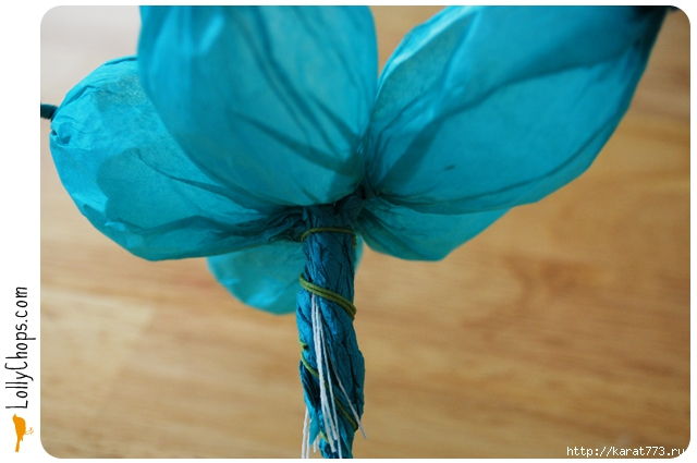 DIY Beautiful Tissue Paper Flower Using a Golf Ball 6