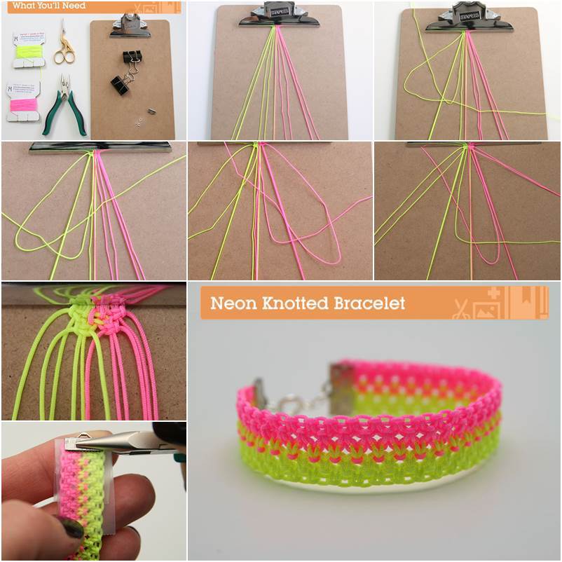 DIY Bright Neon Knotted Bracelet