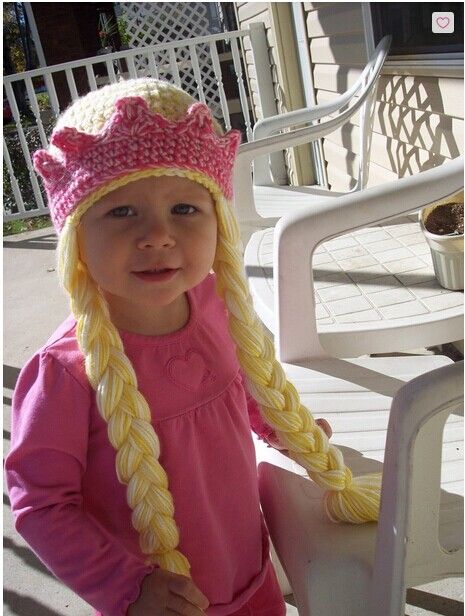DIY Crochet Rapunzel Hat with Long Braids --> Princess Hat with Braids and Crown