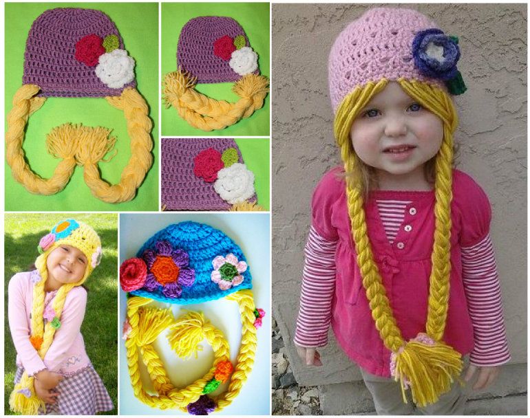 DIY Crochet Rapunzel Hat with Long Braids