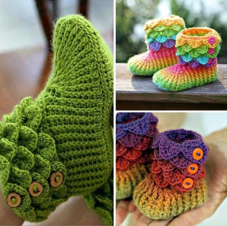 DIY Lovely Crocodile Stitch Crochet Booties