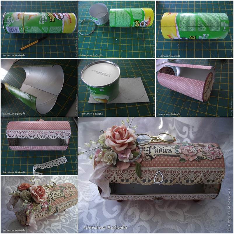 DIY Pretty Vintage Box from Pringles Can