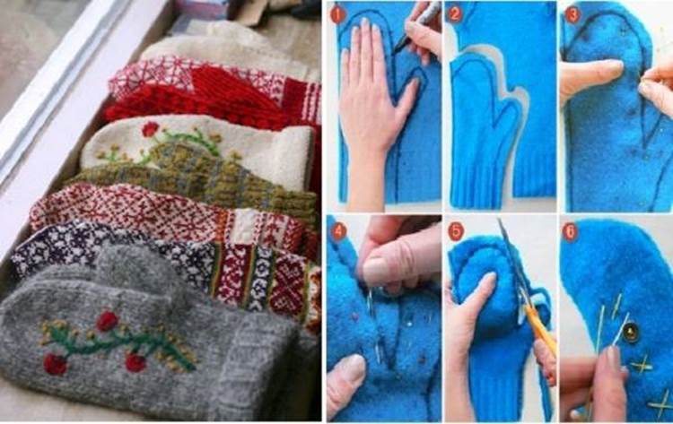 How To DIY Mittens from Old Sweaters