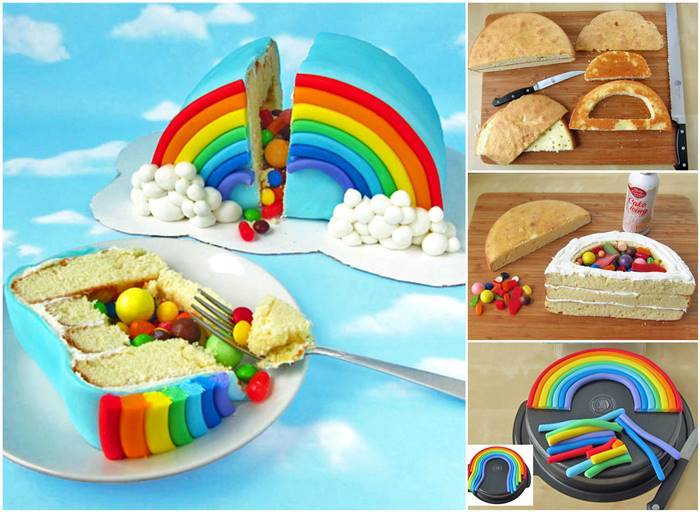 How to DIY Candy-Filled Rainbow Surprise Cake