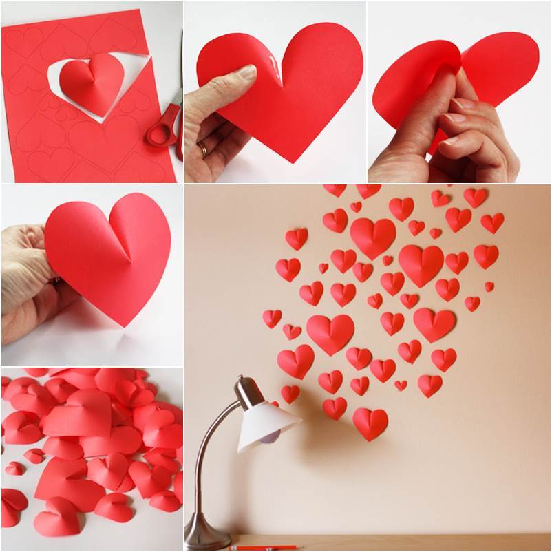 How to DIY Creative Paper Hearts Wall Decor
