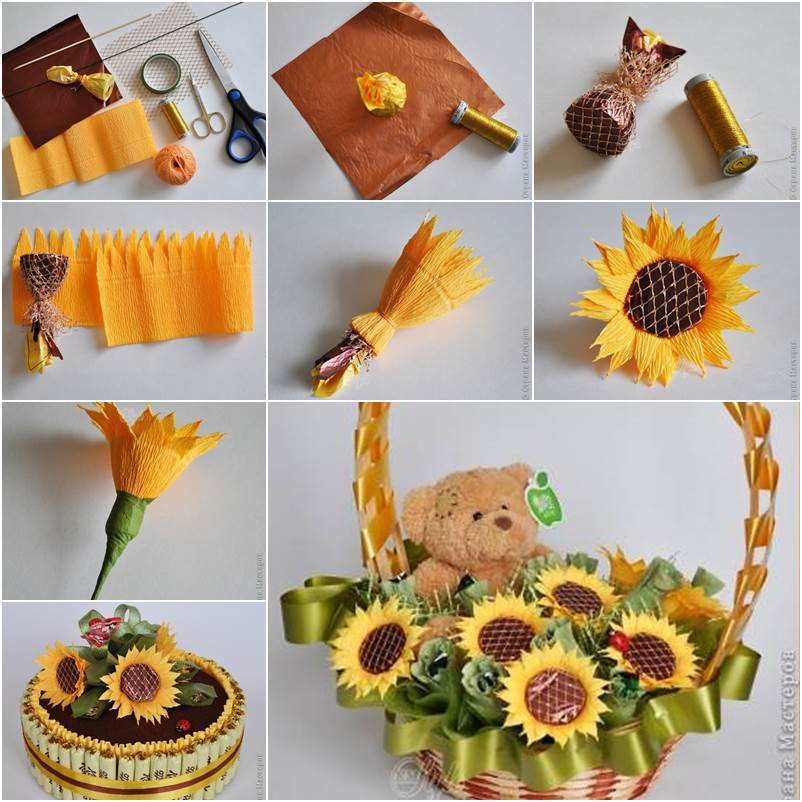 How to DIY Crepe Paper Chocolate Sunflowers