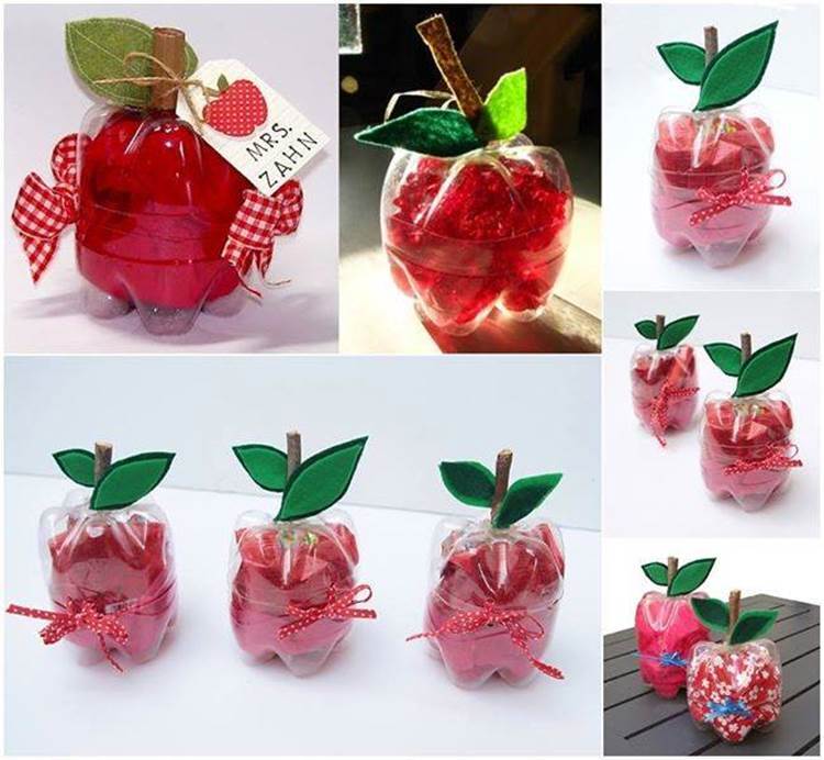 How to DIY Cute Apple Shaped Gift Boxes from Recycled Plastic Bottles