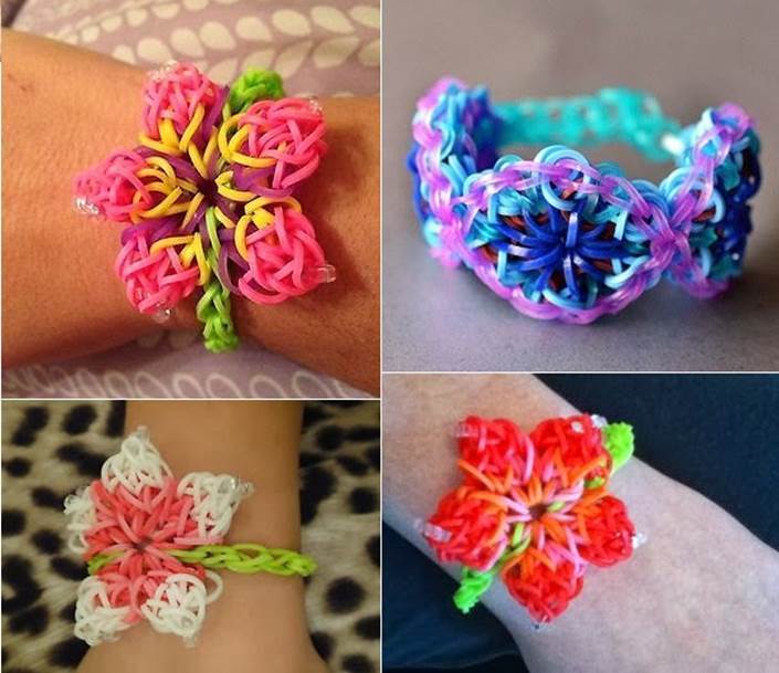 How to DIY Hibiscus Flower Rainbow Loom Pattern Bracelet