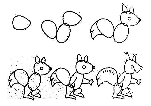 How to Draw Easy Animal Figures in Simple Steps - Squirrel