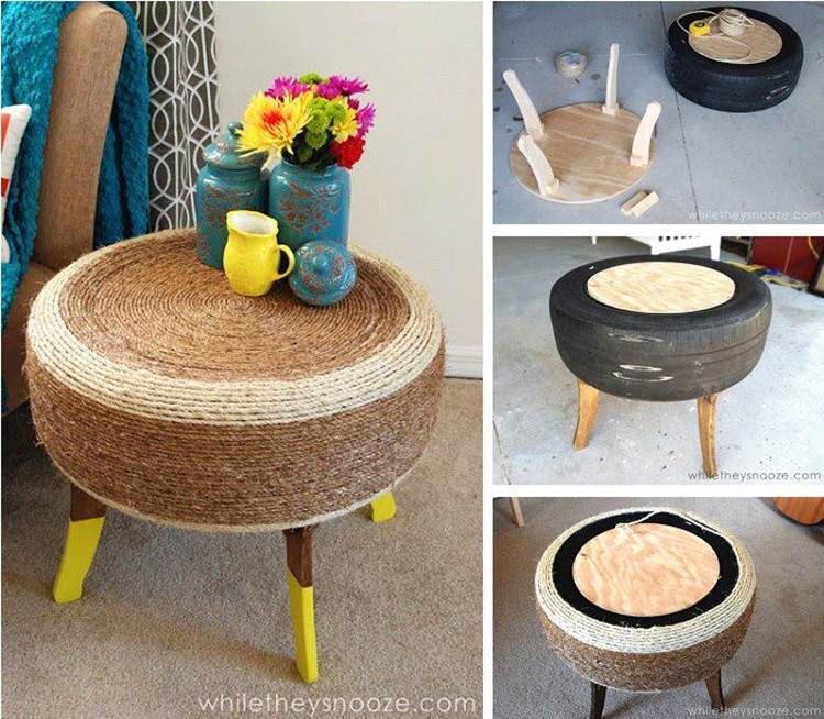 How to Repurpose Old Tire into a Cute End Table