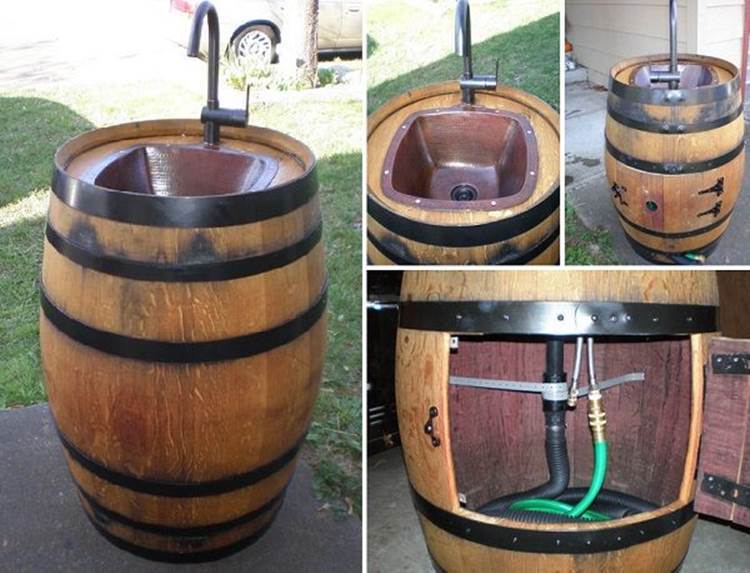 How to Repurpose a Wine Barrel into an Outdoor Sink