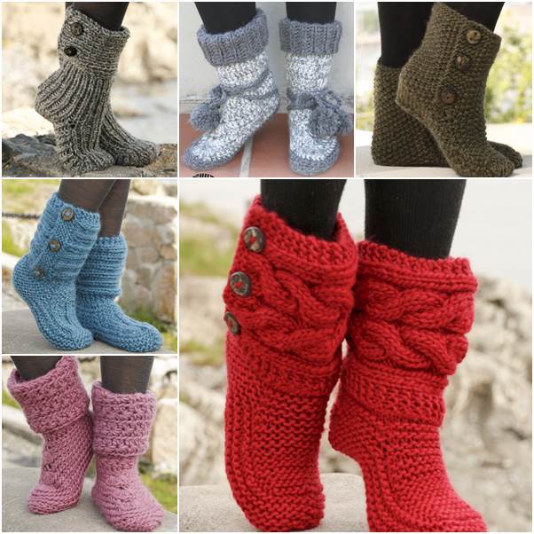 6 Stylish Knitted and Crochet Slipper Boots FREE Patterns