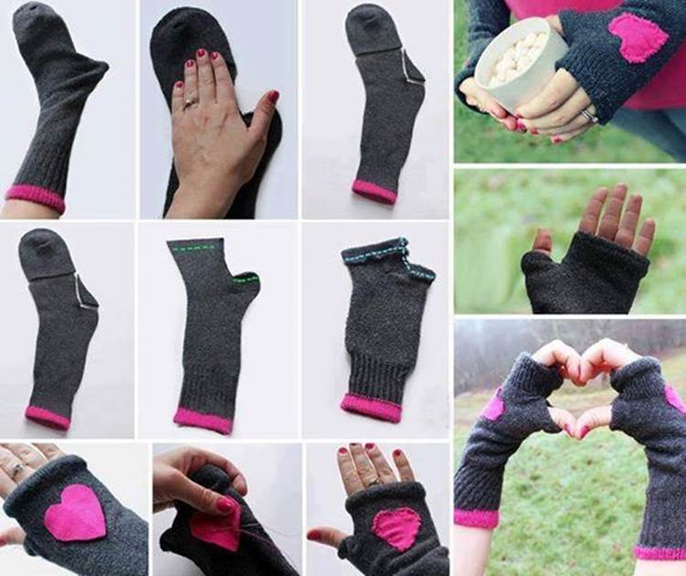 Creative DIY Fingerless Gloves From Socks