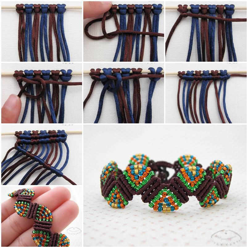 Creative Ideas - DIY Colorful Wave Macrame Beaded Bracelet