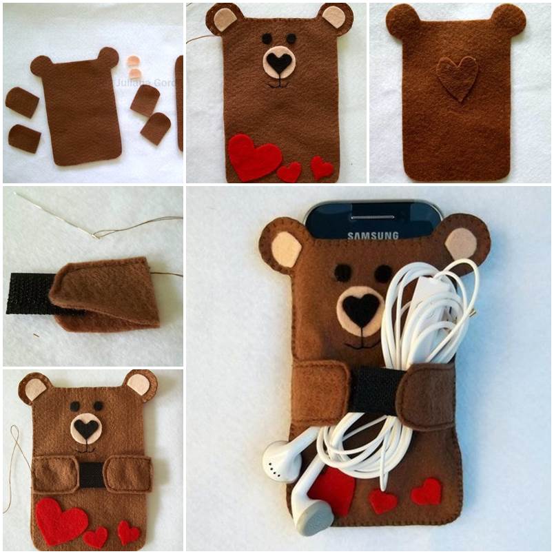 Creative Ideas - DIY Cute Felt Bear Phone Case