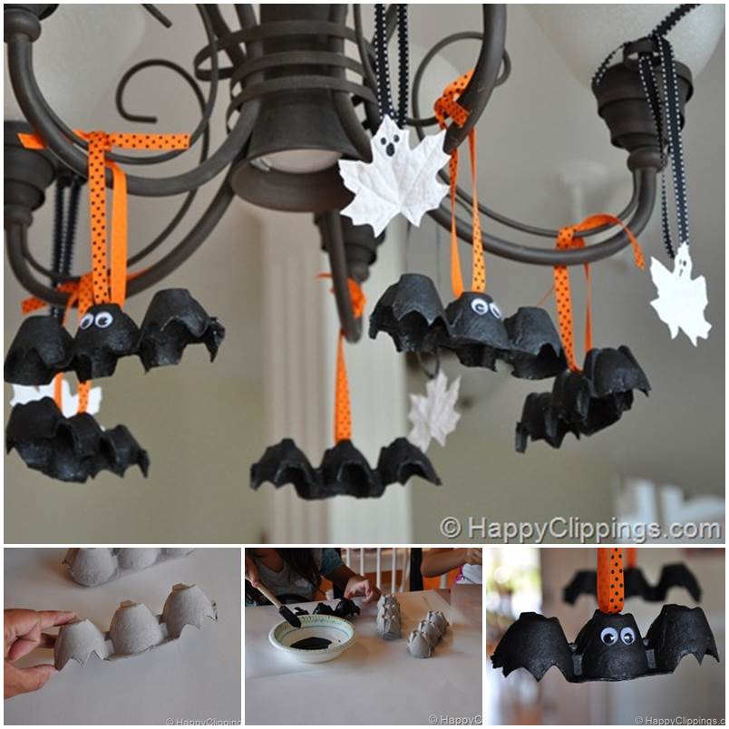 Creative Ideas - DIY Egg Carton Bats Halloween Decoration