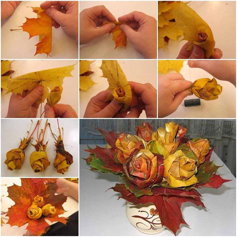 Creative Ideas - DIY Maple Leaf Rose Bouquet