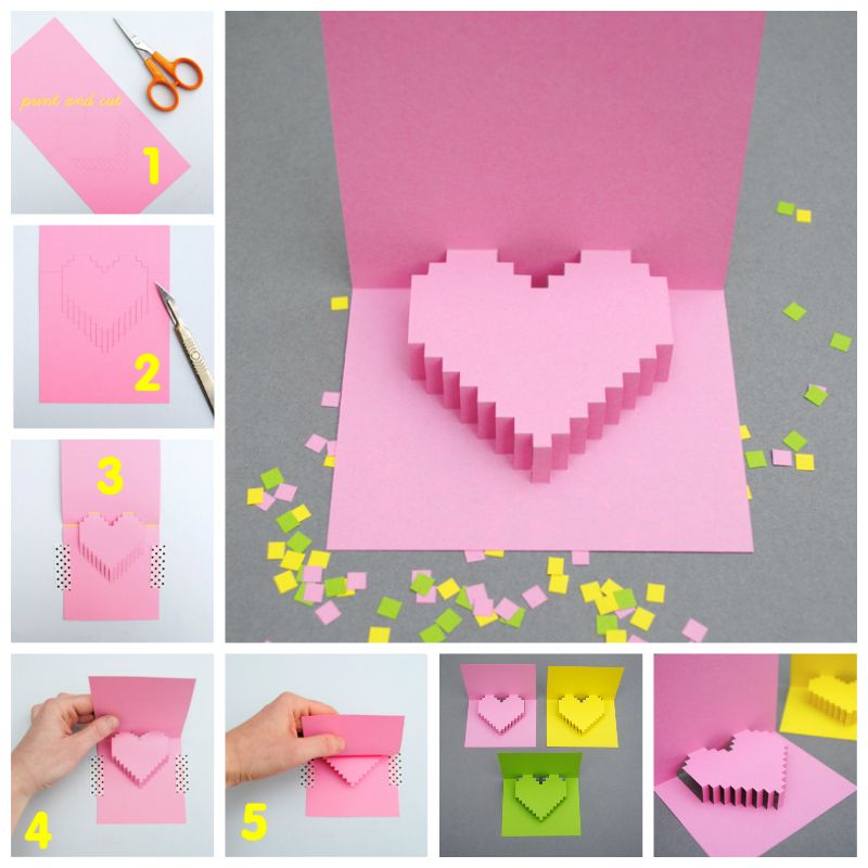 Creative Ideas - DIY Pixel Heart Popup Card