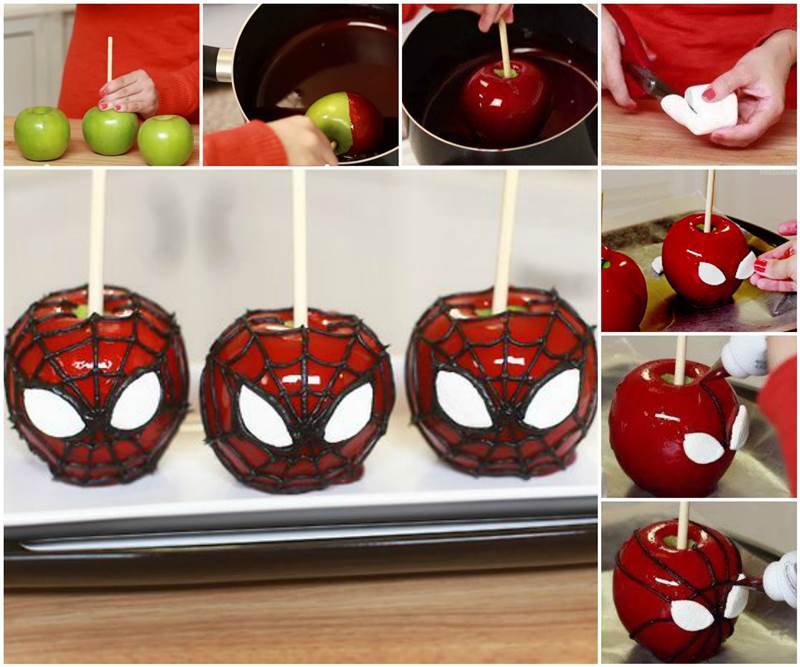 Creative Ideas - DIY Spiderman Candy Apples