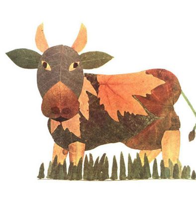Creative Leaf Animal Art - Leaf Cow