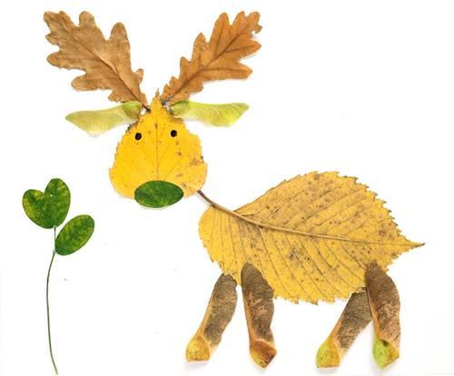 Creative Leaf Animal Art - Leaf Reindeer