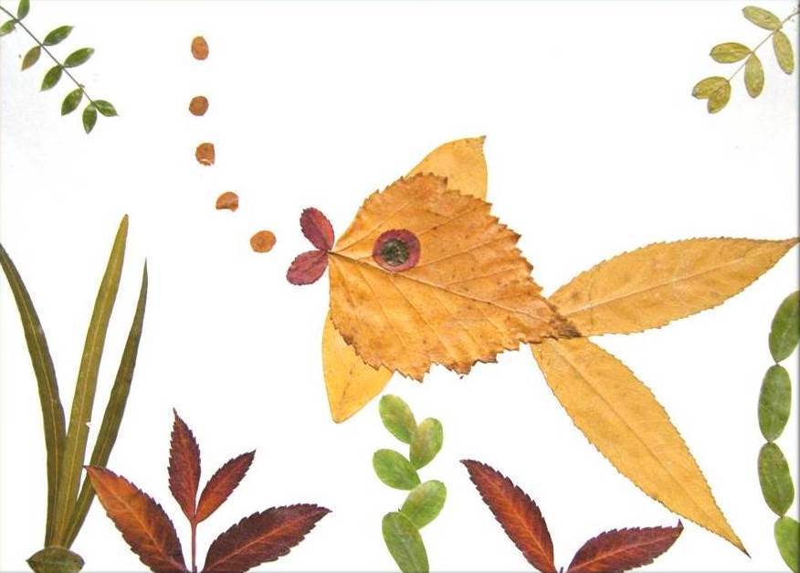 Creative Leaf Animal Art - Leaf Goldfish