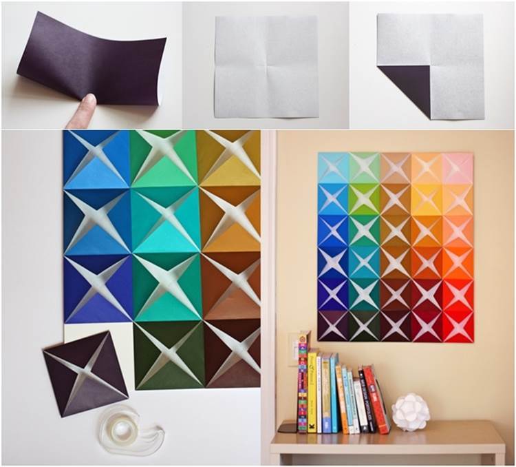 DIY Easy Folded Paper Wall Art