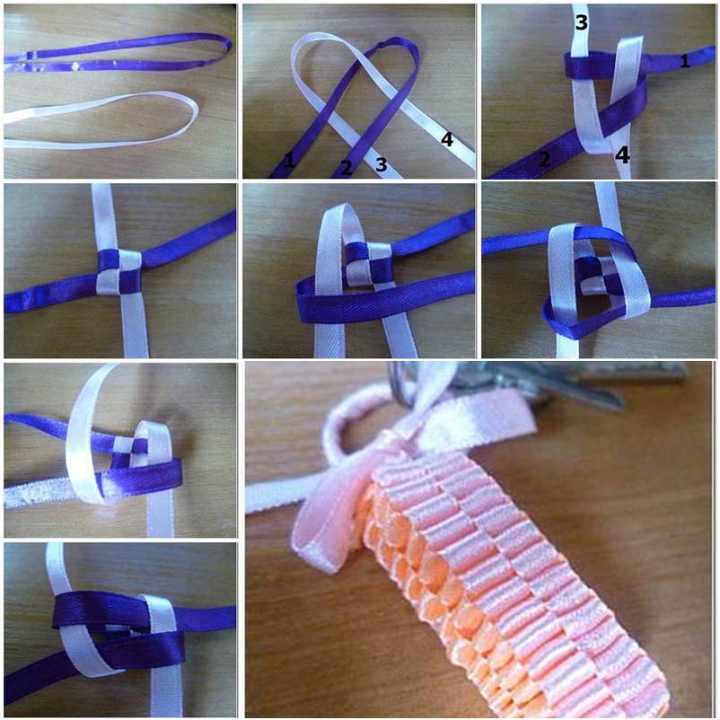 DIY Pretty Braided Ribbon Keychain