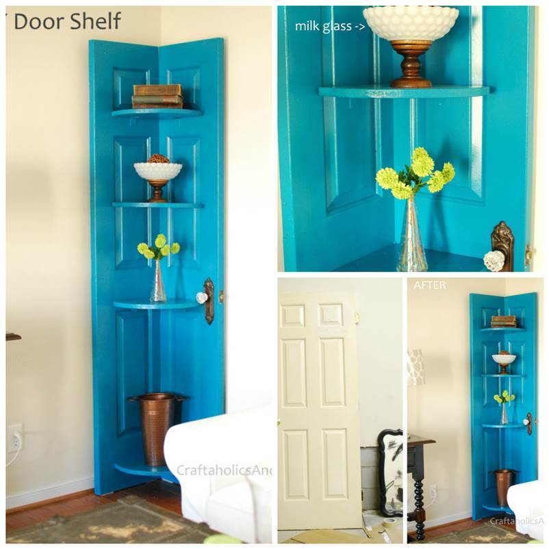 How to DIY Repurpose an Old Door into a Corner Door Shelf