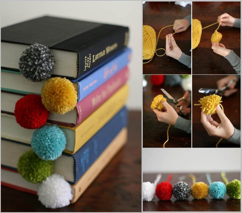 Creative Ideas - DIY Adorable Pompom Bookmarks