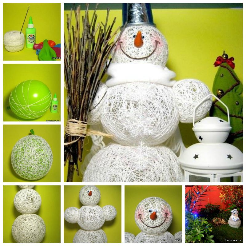 Creative Ideas - DIY Adorable Snowman Using Yarn and Balloon