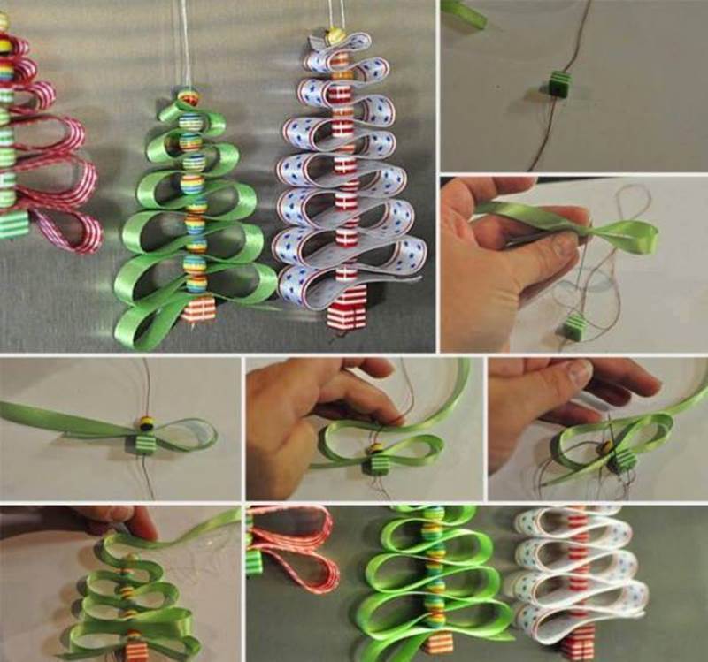 Creative Ideas – DIY Adorable Ribbon and Beads Christmas Tree