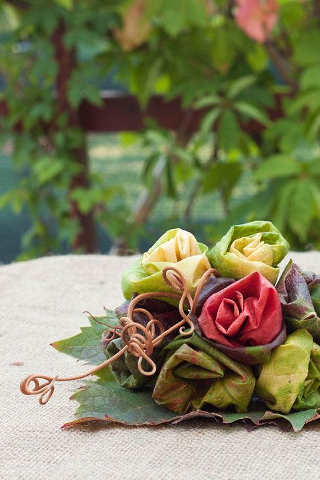 Creative Ideas - DIY Beautiful Grape Leaf Flower Bouquet 9