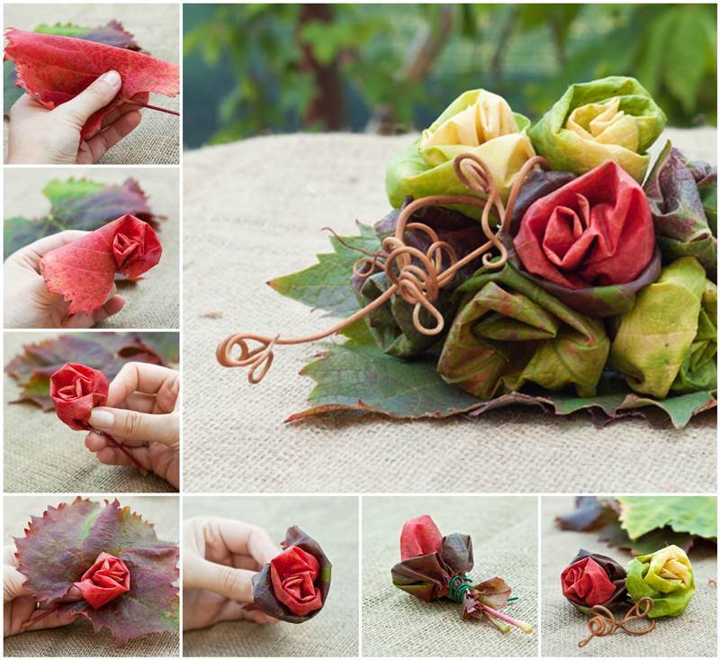 Creative Ideas - DIY Beautiful Grape Leaf Flower Bouquet