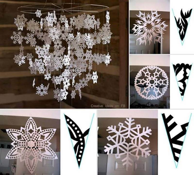 Creative Ideas - DIY Beautiful Paper Snowflake Mobile from Template