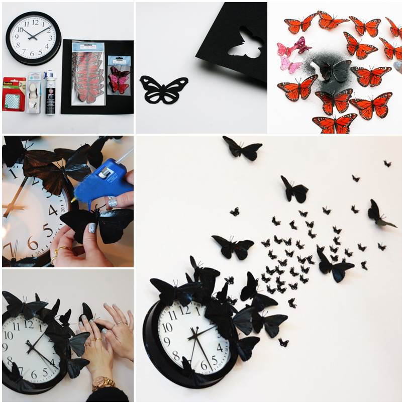 Creative Ideas - DIY Butterfly Clock Wall Art