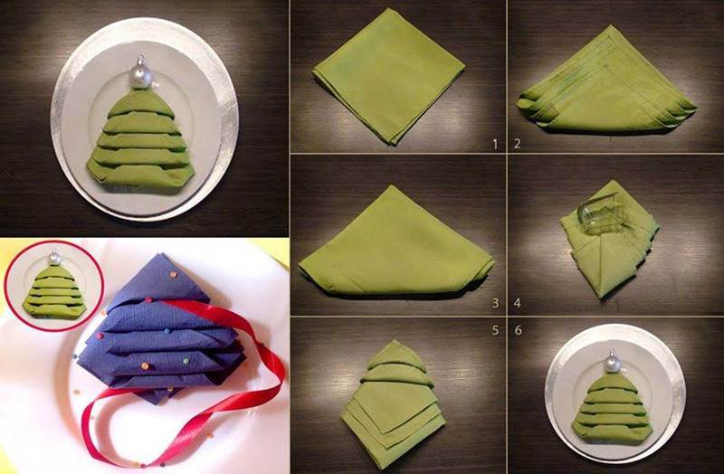 Creative Ideas - DIY Christmas Tree Napkin Fold