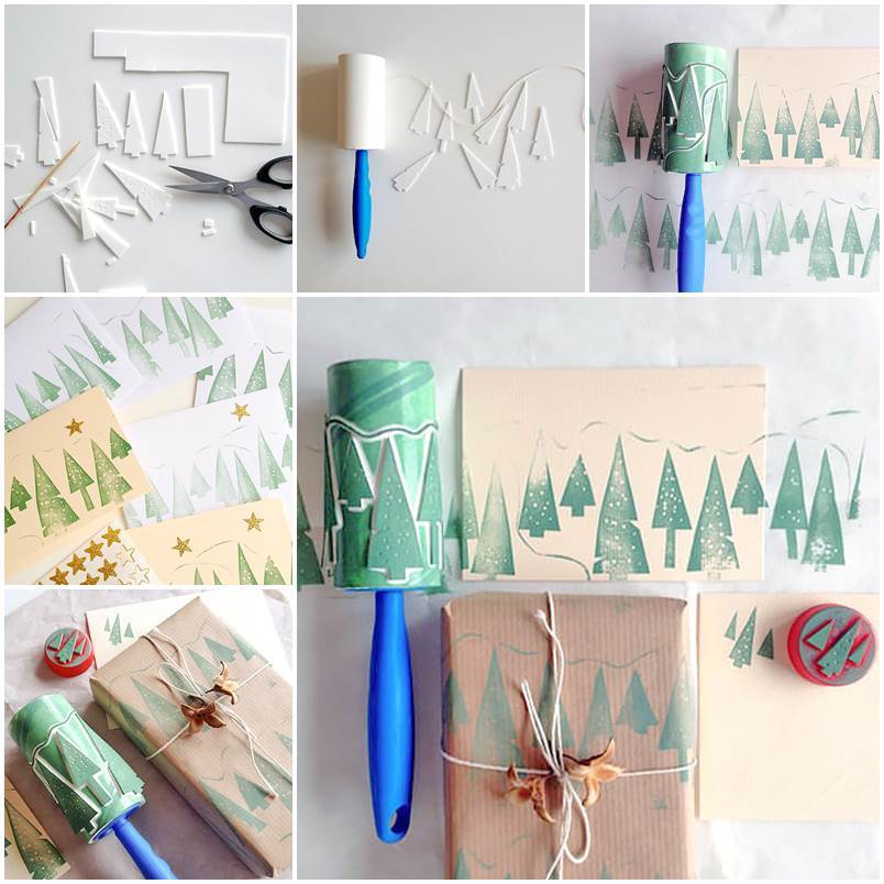 Creative Ideas - DIY Christmas Tree Stamps with Lint Roller