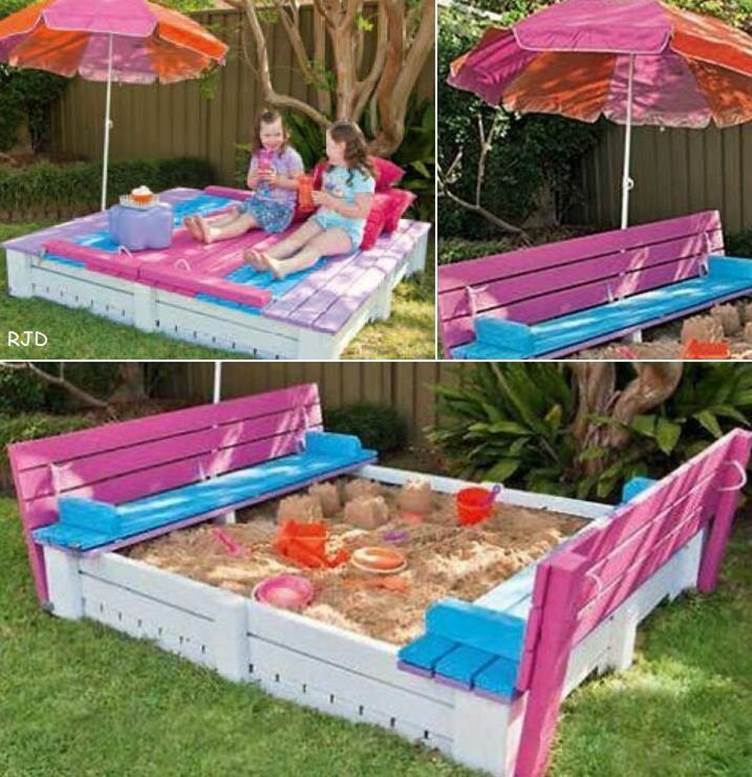 Creative Ideas - DIY Covered Sandbox With Benches