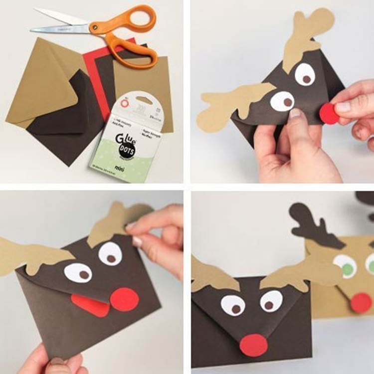 Creative Ideas - DIY Cute Rudolph Gift Card Envelopes