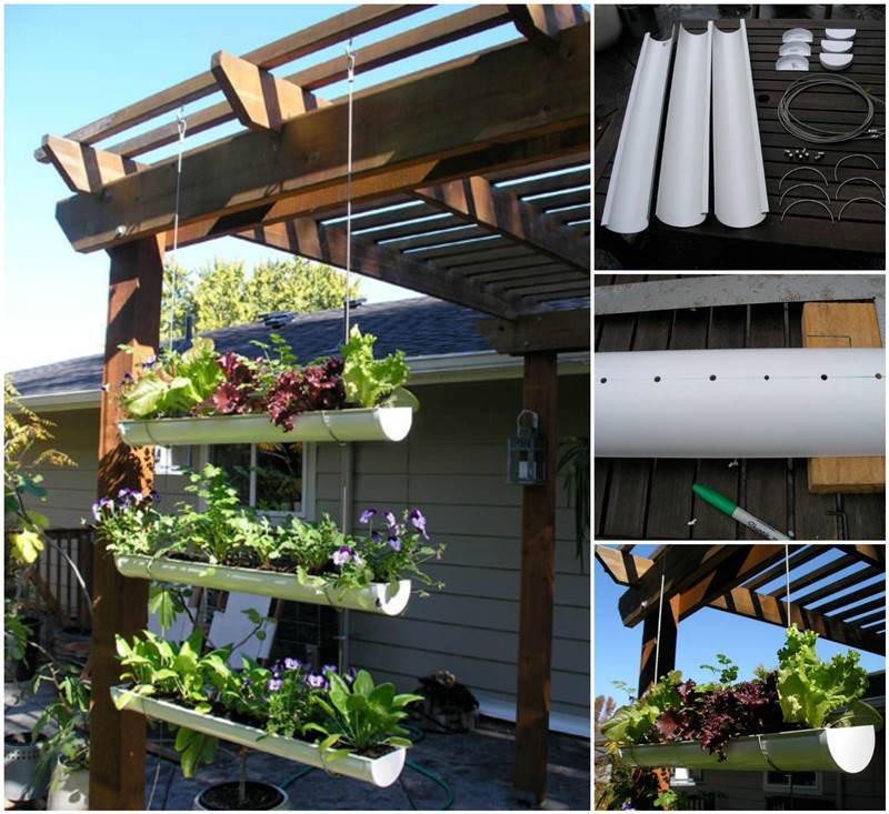 Creative Ideas - DIY Hanging Gutter Garden